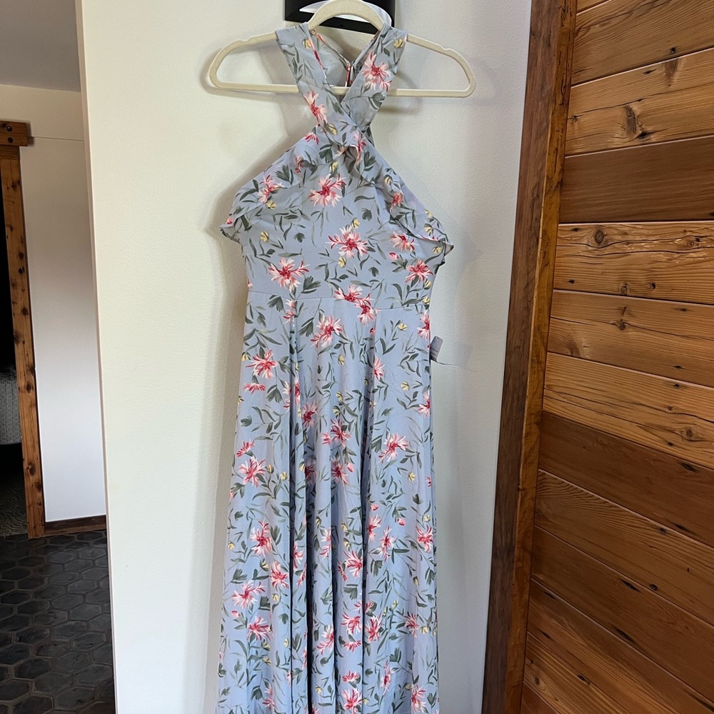 Gal Meets Glam Floral Halter Maxi Dress - Gray and Pink